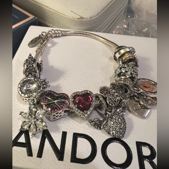 PANDORA SIGNATURE TWO-TONE LOGO CIRCLES DANGLE CHARM Style #: 782287C01 - Picture 13 of 13